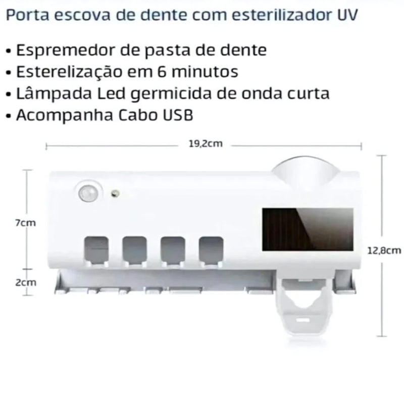 Suporte para escovas de dente Automático, Antibacteriano UV, Esterilizador de Luz