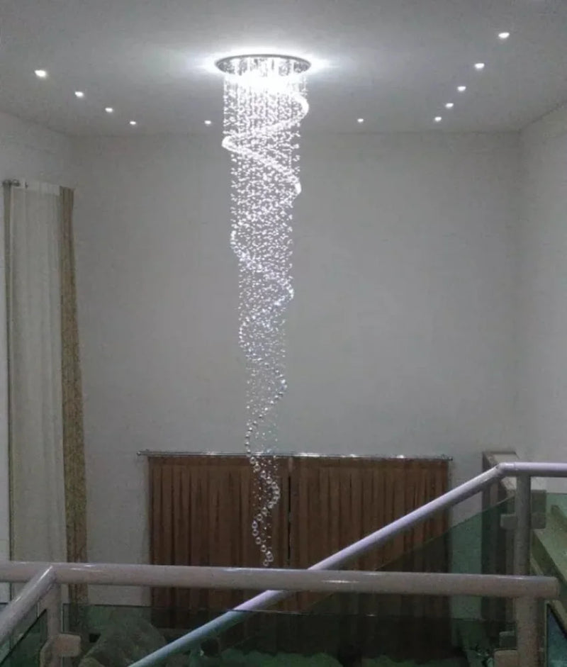 Lustre de cristal espiral com 2,30 metros de altura, para shopping/palheta de escada/pé direito duplo, etc.