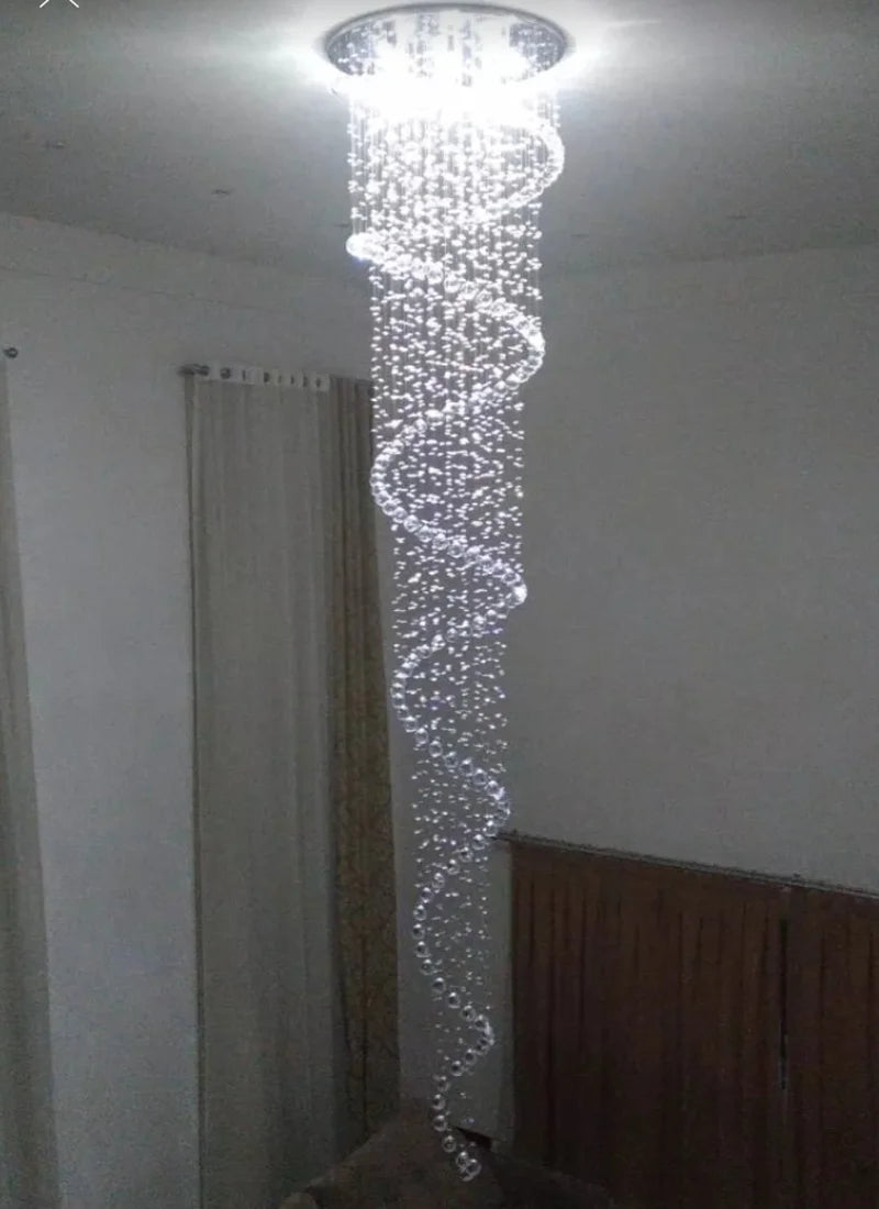 Lustre de cristal espiral com 2,30 metros de altura, para shopping/palheta de escada/pé direito duplo, etc.